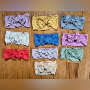 NWOT Soft & Stretchy Baby Bow Headbands, 10 Piece Set, Multicolored